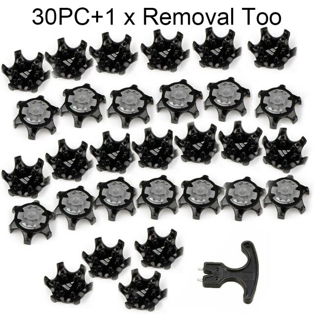 Clavos de zapatos de Golf para ayuda de entrenamiento, tacos de abrazadera negros de repuesto de plástico, durabilidad cómoda con herramienta de extracción, 30 Uds.: type A 30pcs