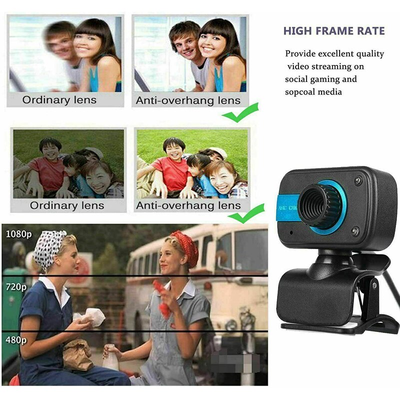 HD Webcam USB Computer Web Camera For PC Laptop Desktop Video Cam W/ Microphone