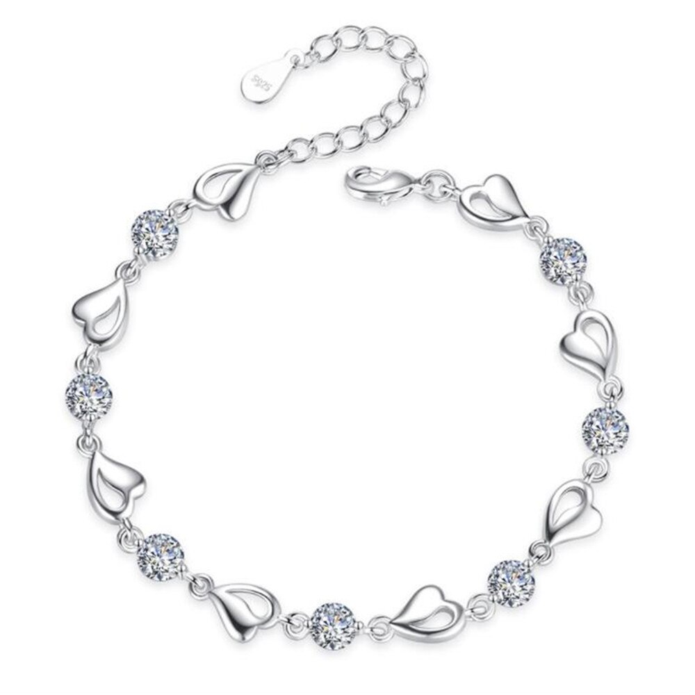 NEHZY 925 Sterling silber neue Schmuck Armbinde retro Einfache Farbige Herz Geformt Zirkonia Länge 17CM + 4CM: 1339