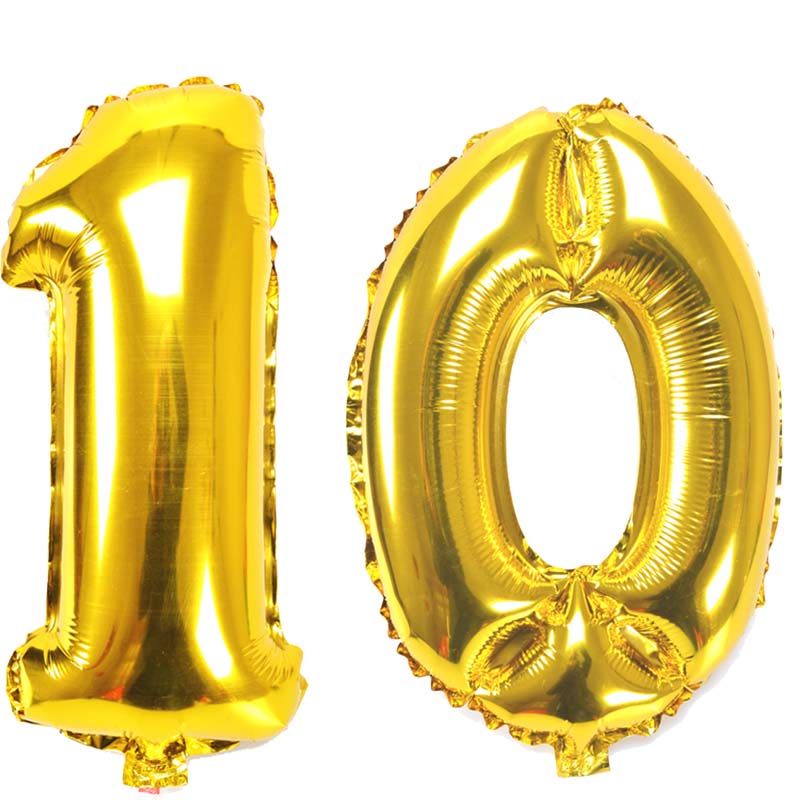 32 Zoll Anzahl Abbildung Folie Ballons 10 20 30 40 50 60 70 80 90 Jahre Erwachsene Alte Geburtstag Party jubiläum Dekoration Luft Ballon: 10