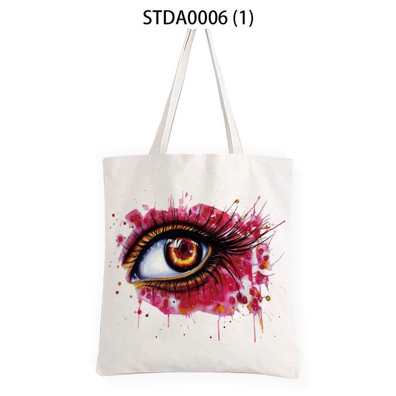 Mooie Ogen Grote Capaciteit Canvas Tote Schoudertas Stof Katoenen Doek Herbruikbare Boodschappentas Vrouwen Tassen Shopper Tassen Viaje: A-1