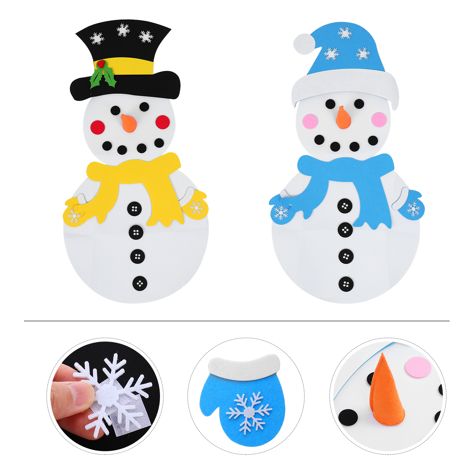 2 Sets DIY Felt Christmas Snowman Toys Christmas Hanging Decorations