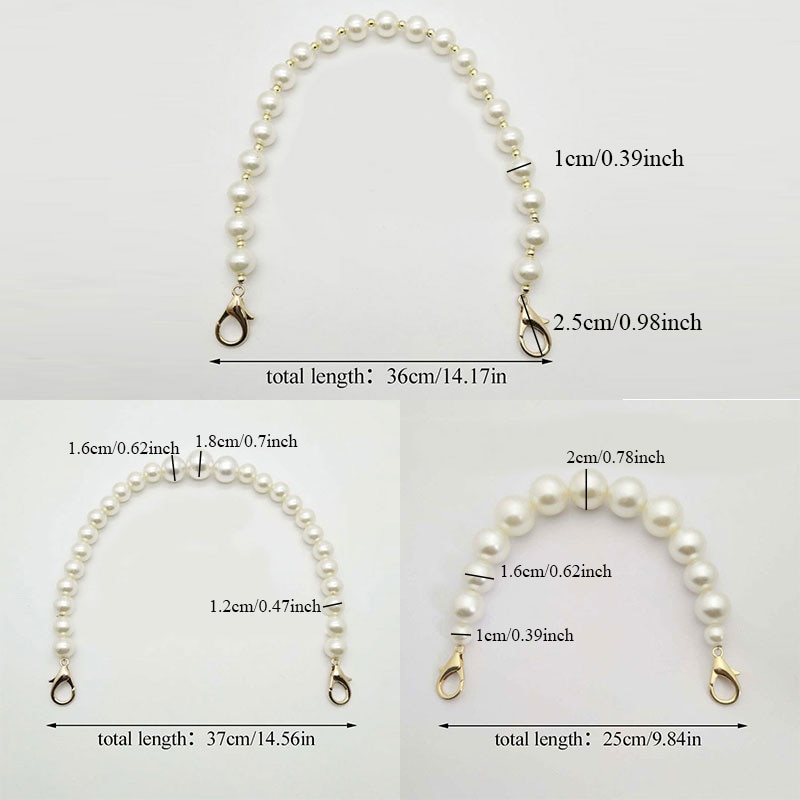 DIY Sweet Faux Pearl Beaded Handbag Strap Women Lady Purse Belts White Replacement Bag Handle Shoulder Bag Strap Bag Accessories