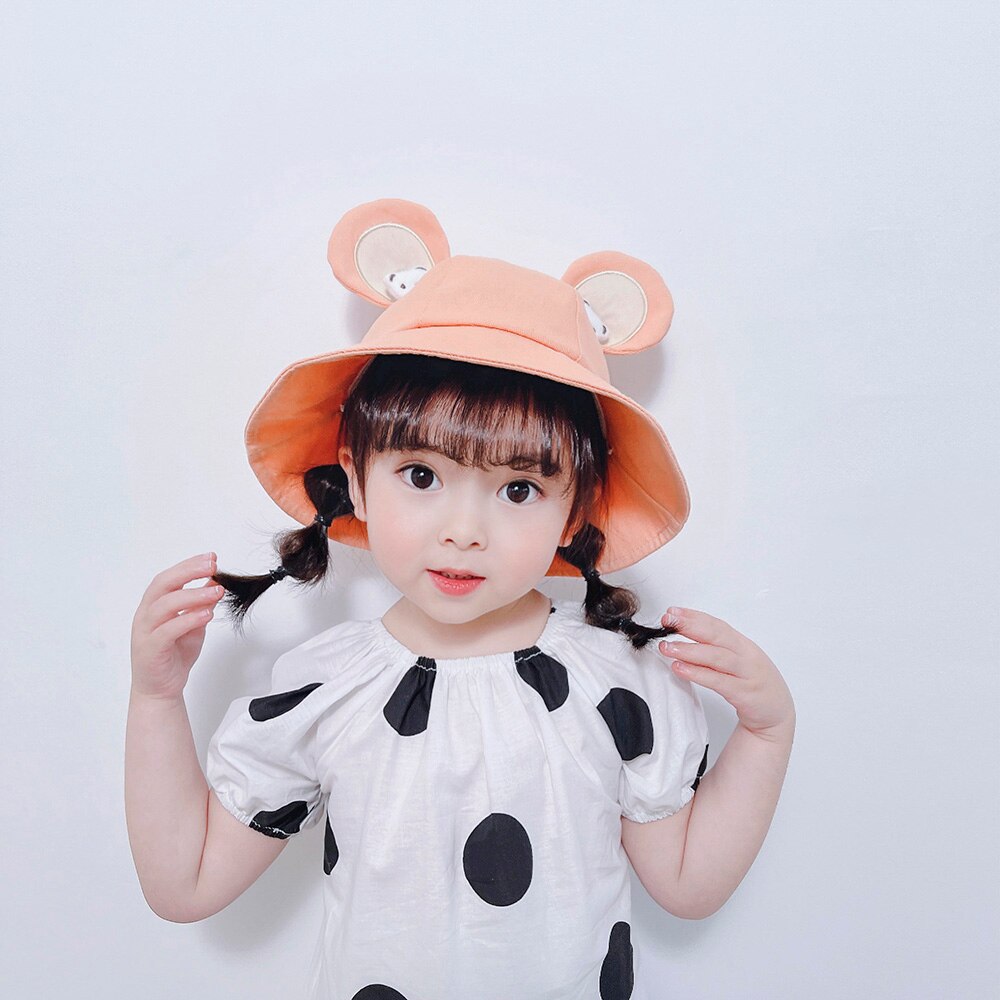 Gorros con orejas de oso para bebé, accesorios para recién nacido, sombrero para niña, niña y niño, gorro para madre y niño, accesorios para fotografía: orange