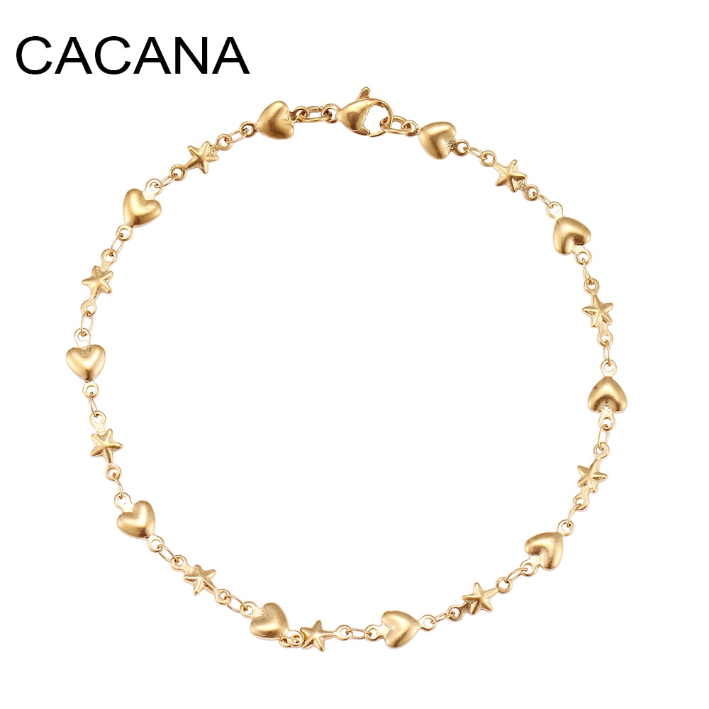 CACANA acier inoxydable chaîne Bracelets pour homme femmes or argent couleur pour pendentif coeur forme étoiles Donot Fade bijoux N1858