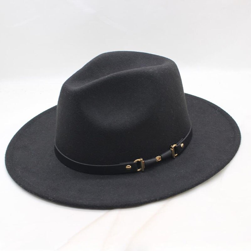 Chapeu Feutre Women's Chapeu Feminino Fedora Hat For Laday Wide Brim Sombreros Jazz Church Cap Panama Fedora top hat: black