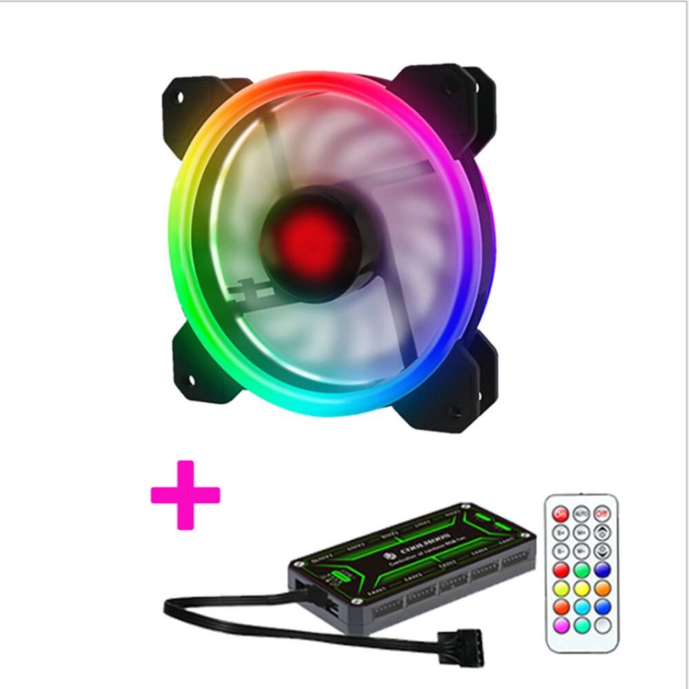 Lüfter rgb-gehäuse 12cm runde form desktop-gehäuse wasserkühlung lüfter bunt pc computer lüfter kühler rgb-controller: 1 rgb-lüfter