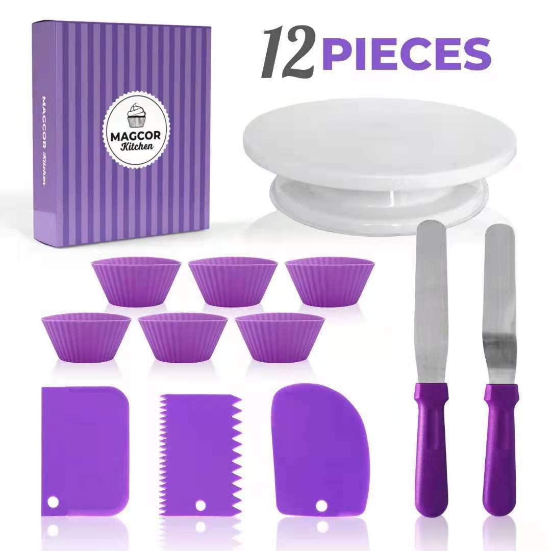 6 12 60 68 Piece Cake Turntable Cake Decorating Piping Tip Piping Bag Muffin Cups