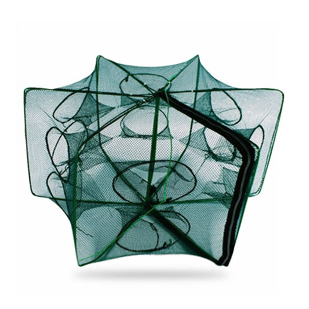 Filet de pêche automatique pliable piège à poisson receveur réseau crabe 6-8 côté 6-16 trou pour la pêche en plein air accessoires portables