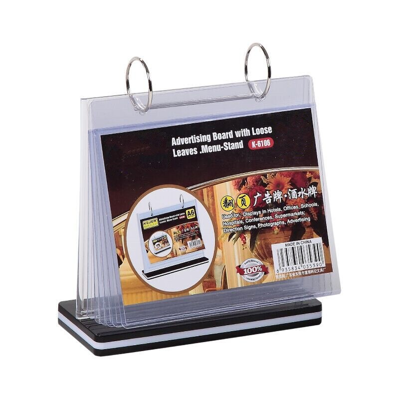 A4 Page Turning Table Menu Sign Holders Card Display Stand For School Hotel Office Store Restaurant Poster Paper Label Frame