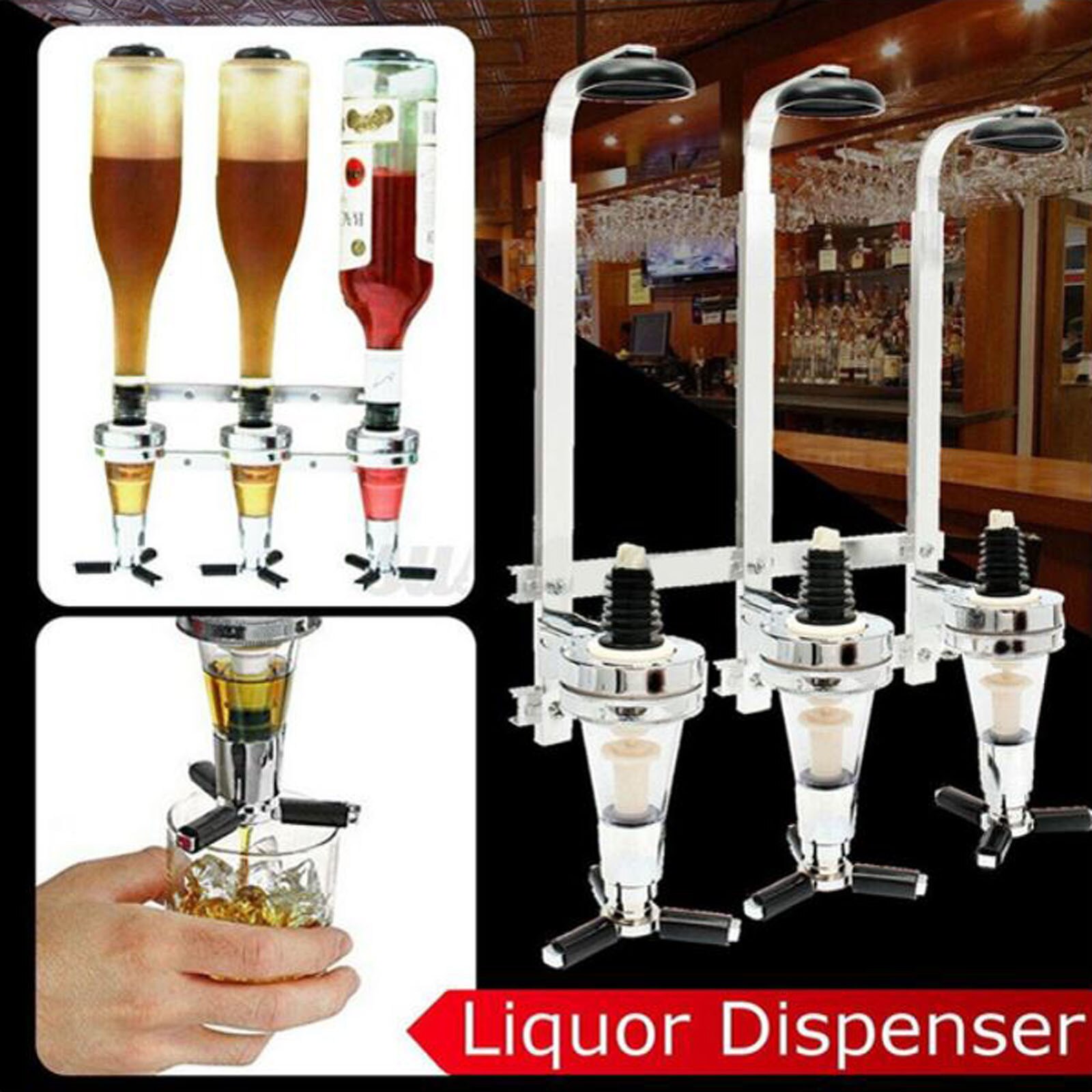 4 # Fles Stand Wandmontage Dispenser Drankjes Wijn Geesten Staal Bar Optics Party Voor Bar Party Bar Accessoire Drinken tool