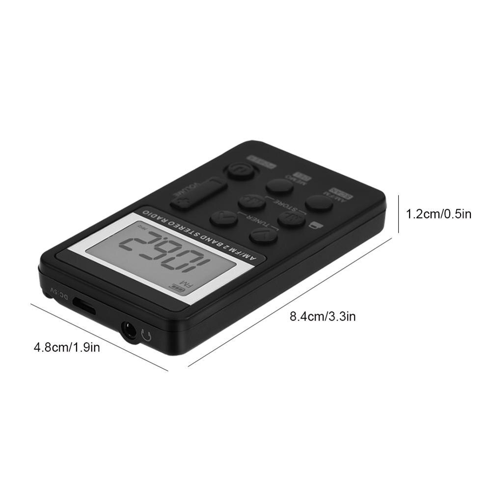 Mini Radio Draagbare Am/Fm Dual Band Stereo Pocket Radio Ontvanger Met Lcd Display & Oortelefoon & Oplaadbare Batterij