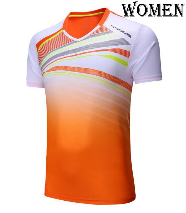 Badminton t shirt kobiety/mężczyźni, sportowa koszulka do gry w tenisa, tenis nosić suche fajne koszulki, pingpong koszulki sportowe Masculino Mujer: women orange shirts / Xl