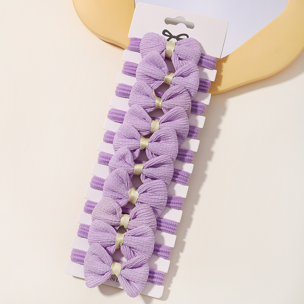 Anneau de cheveux avec nœud doux pour bébés filles, 10 pièces, bandes élastiques en caoutchouc, accessoires pour cheveux pour enfants, cravate, support queue de cheval, coiffure: Lavande