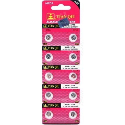 Tianqiu AG4 LR626/377 Alkaline 10'lu Knop Batterij