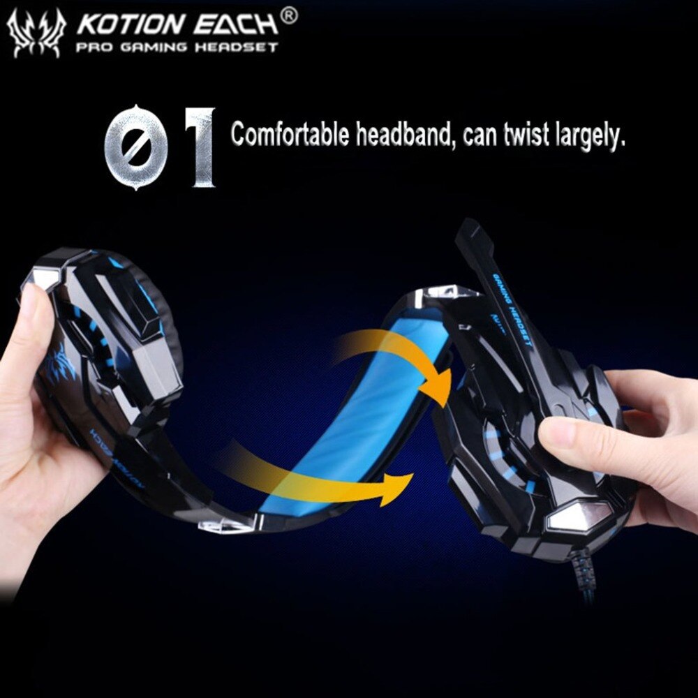 EACH G9000 3.5mm Gaming Headphone Microphone USB Single Hole Headset LED Light For PS4 Laptop Tablet Mobile Phones