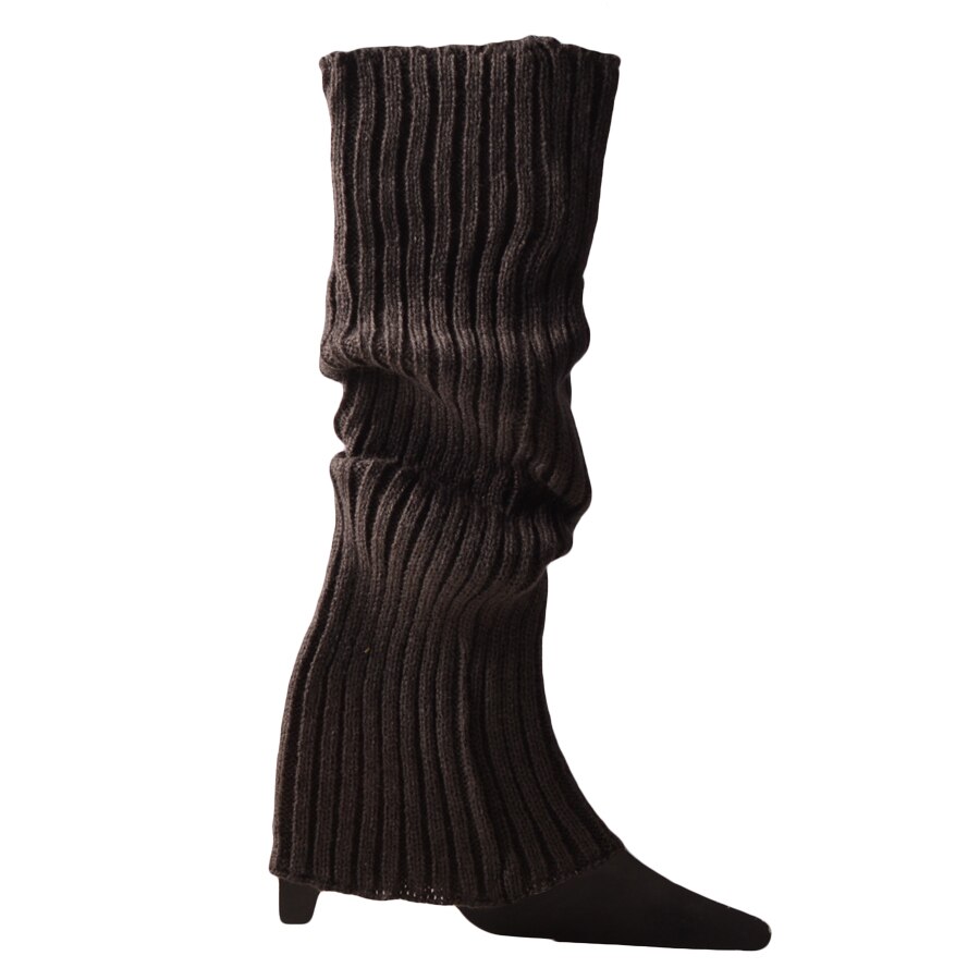 Women Boot Cuffs Leg Warmers Knit Leg Stockings Striped Long Boot Thigh High Stockings Knitted The Knee Socks Arcylic Leg Warmer: Dark Grey