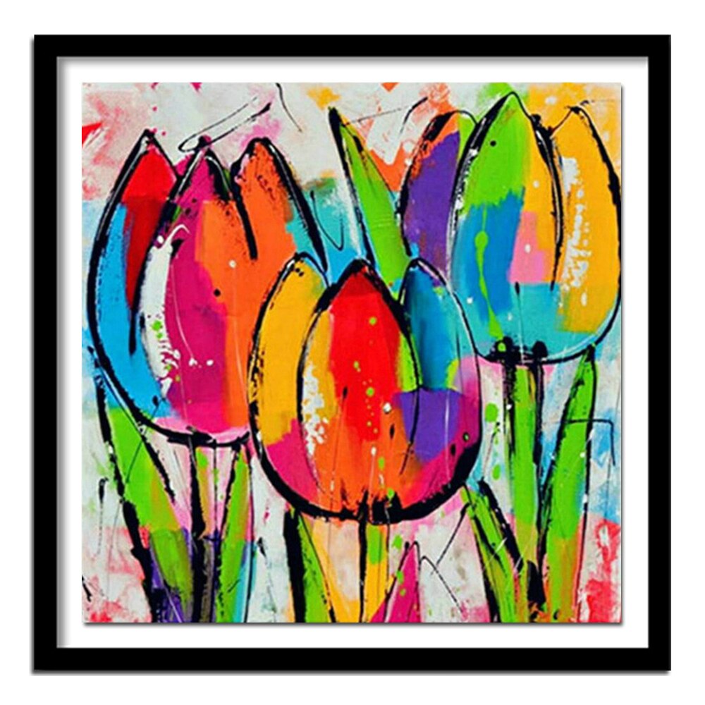 Meian blomst maling med diamant lyserøde tulipaner fuld diamant mosaik blomster diy krystal diamant maleri mønster sæt mosaik