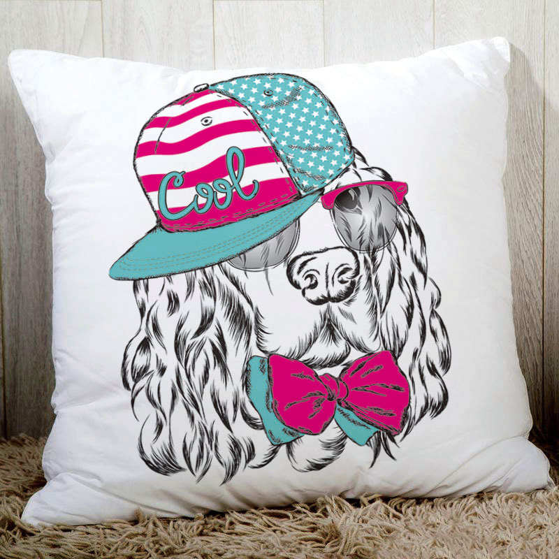 Härliga hundar hem dekorativ kudde 45 x 45cm polyester persika fiber sängkläder örngott söt fransk bulldog mops tryckt  n6: N6 54