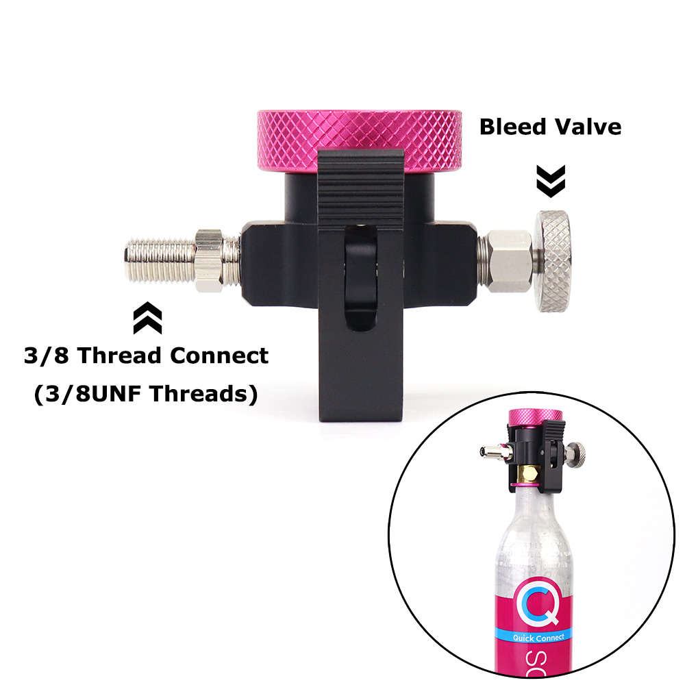 SODA roze Quick Connect CO2-cilinder navuladapter aan/uit-adapter met ontluchting en meter en snelstekker en DIN477: plum