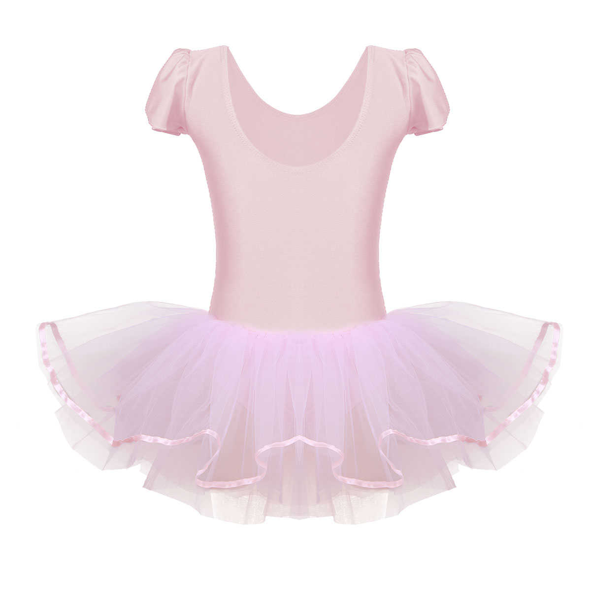 Kids Girls Pink Ruffled Cap Sleeves Sequined Ballerina Shoe Pattern Ballet Dance Gymnastics Leotard Tutu Mesh Dance Dress Briefs