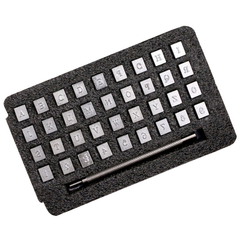 36Pcs 4Mm Letters Aantal Stalen Afdichting Alfanumerieke Aantal Lederen Stamper Brief Aantal Punch Lederen Carving Brief Punch Carbon