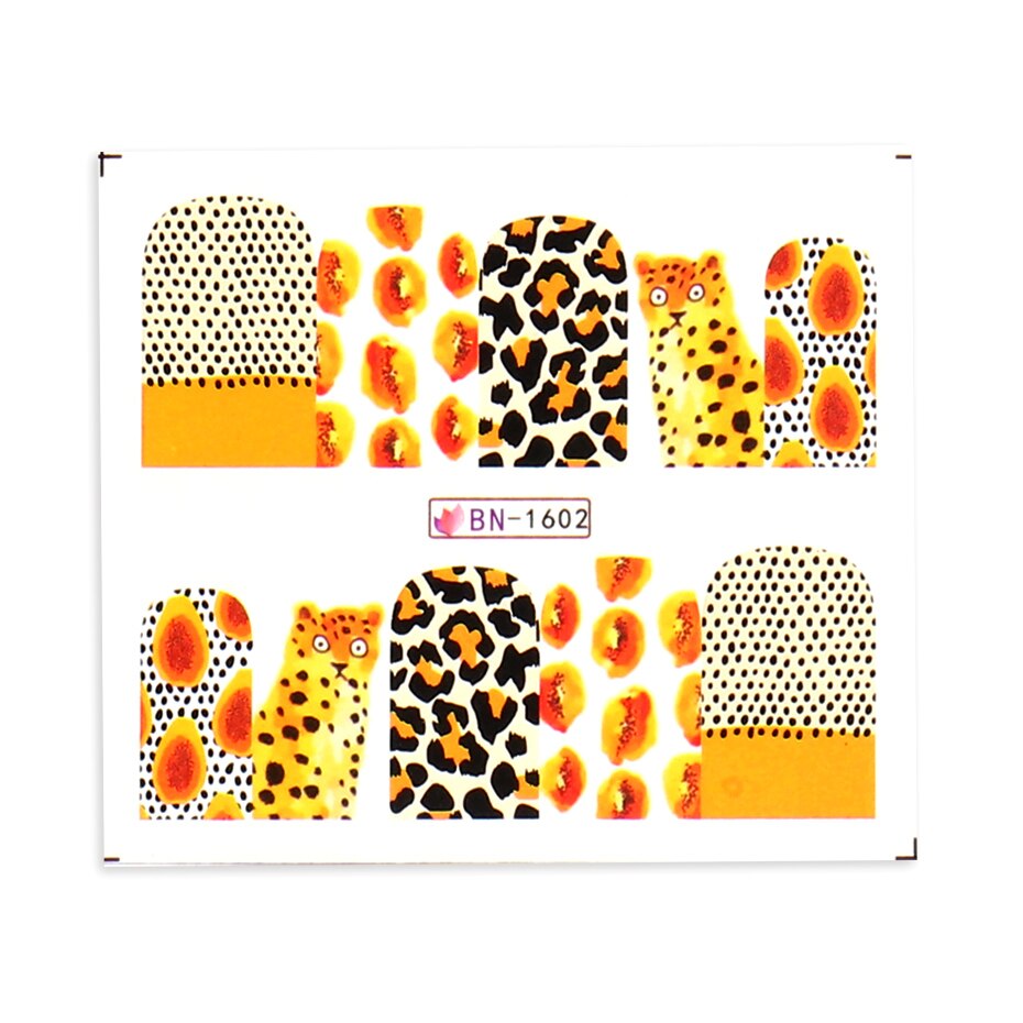 Sommer vand nail art klistermærker frugt med edderkoppe linjer transfer decals kiwi citron avocado manicure skyder bebn 1597-1608-1: Bn -1602