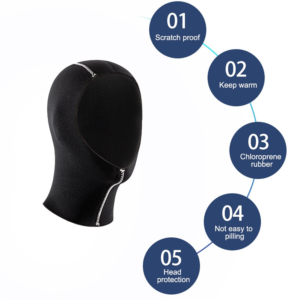 Capucha de buceo de neopreno de 3/5mm, gorro para buceo de superficie, gorro de invierno, protección para la cabeza de abrigo, equipo de pesca submarina
