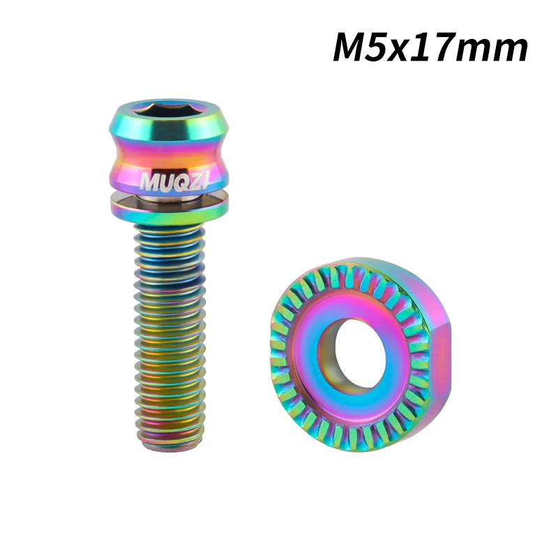 MUQZI M5 x 17 mm Schaltwerk-Titanschrauben, Rennrad-Frontschalthebelklemme, ultraleichte Schraube mit Unterlegscheibe, Fahrradschraube: Beige