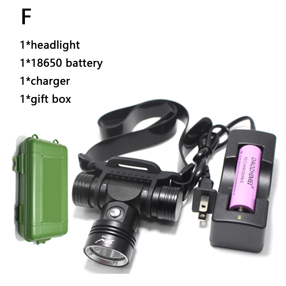 Faro de buceo IPX8 L2 faro impermeable de buceo 100 metros linterna subacuática luz amarilla/blanca luz LED para cabeza: Blanco / Beige
