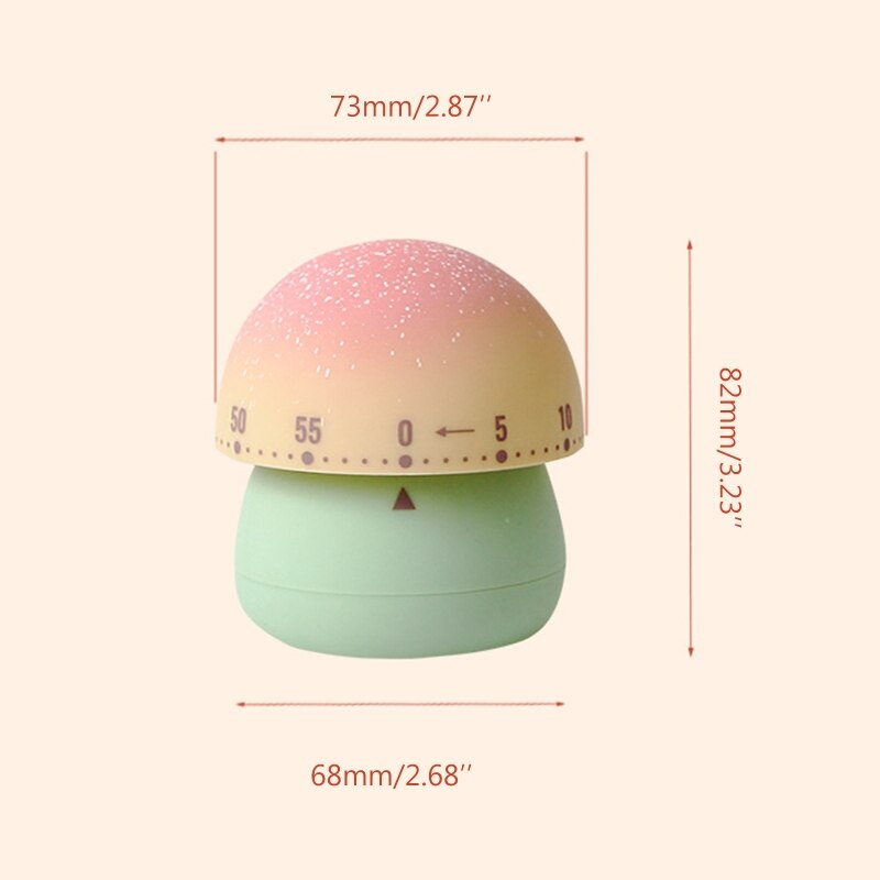 Cute Mushroom Timer Time Management Mechanical Kitchen Timers for Home Kitchen Cooking Playing Pianos Study Manual