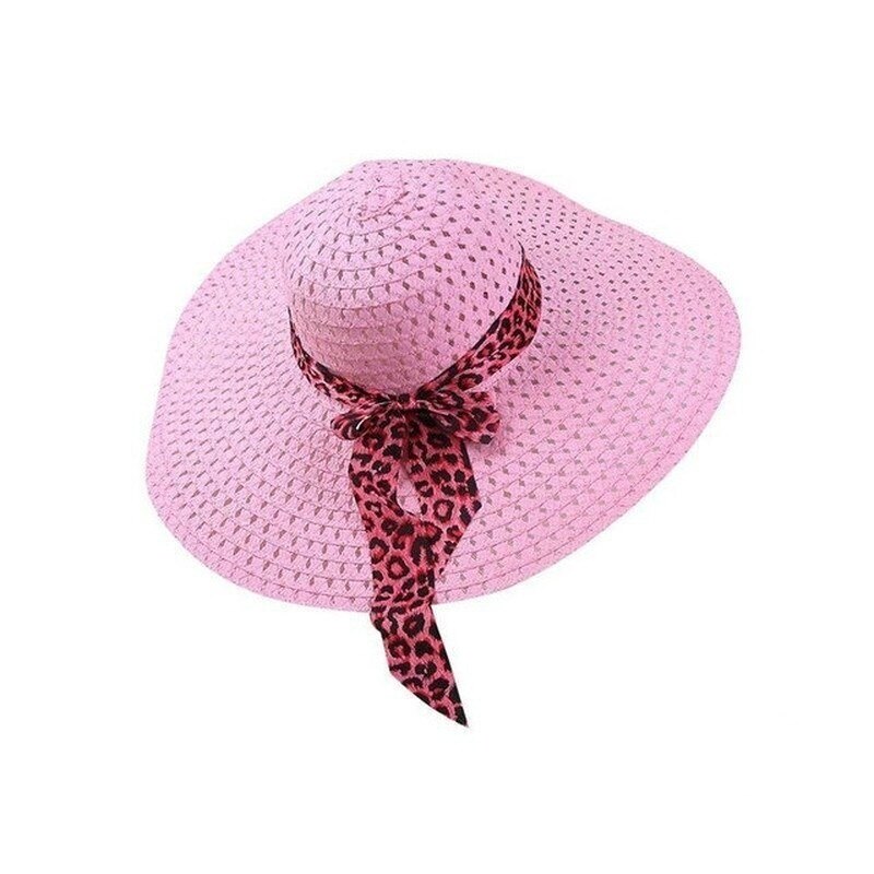 Chapeau d'été en paille à large bord pour femmes et filles, couvre-chef de plage, pliable: Or