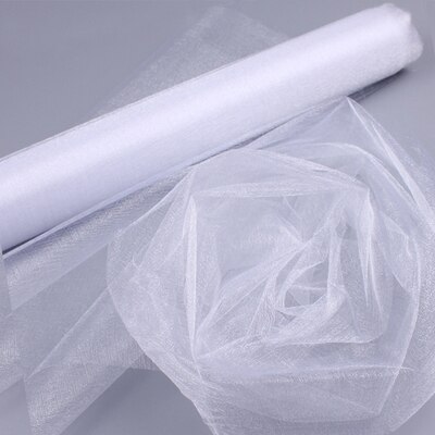 48CM x 5 M/10 M/15 M organza crystal tulle baby bad sneeuw garen voor bruiloft kerst verjaardag DIY party boog decoratie: white / 72cmX10m