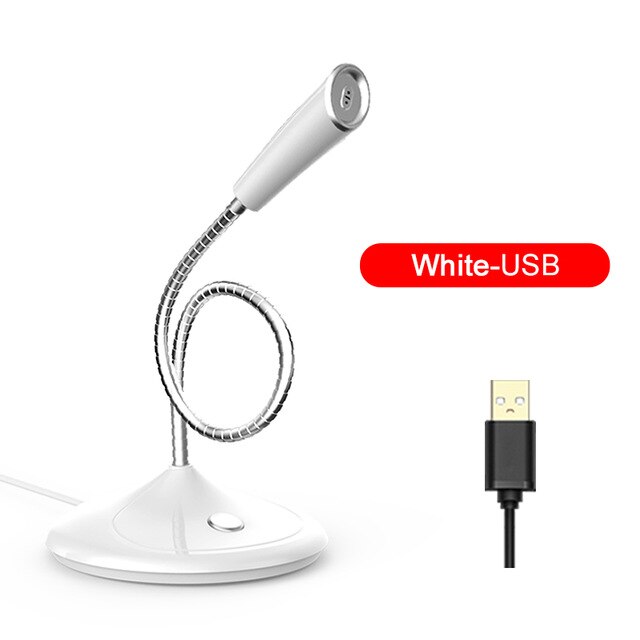 Popu Pine Computer microphone 360° adjust freely Studio Speech Microphone Gaming Chatting USB Microphone Desktop PC Laptop: White USB