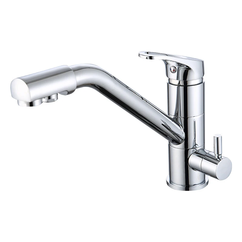 Ibergrif M22109A Drinkwater Keukenkraan, 3 Weg Wegs Waterkraan 360 Draaibaar Mengkraan Met 2 Handgrepen Roestvrij Staal 752765983