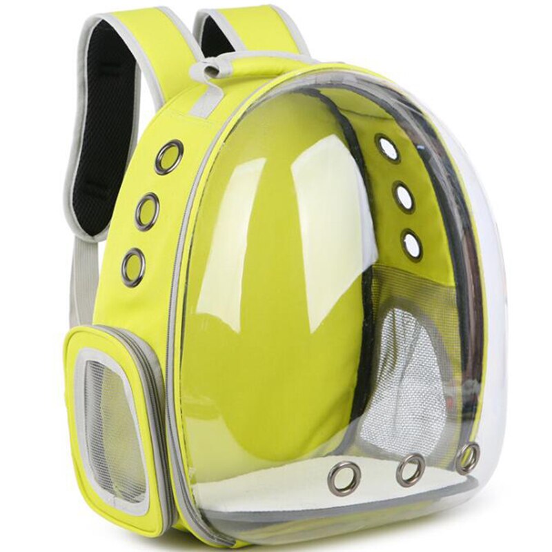 Udendørs bærbar bærer gennemsigtig kæledyrs taske åndbar plads kapsel bærerygsæk til lille kattehund: Gul