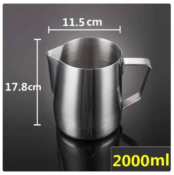 Non Stick Stainless Steel milk pitcher Milk Frothing Espresso Coffee Barista Craft Latte Cappuccino coffee pitcher milk cup: 2000ML