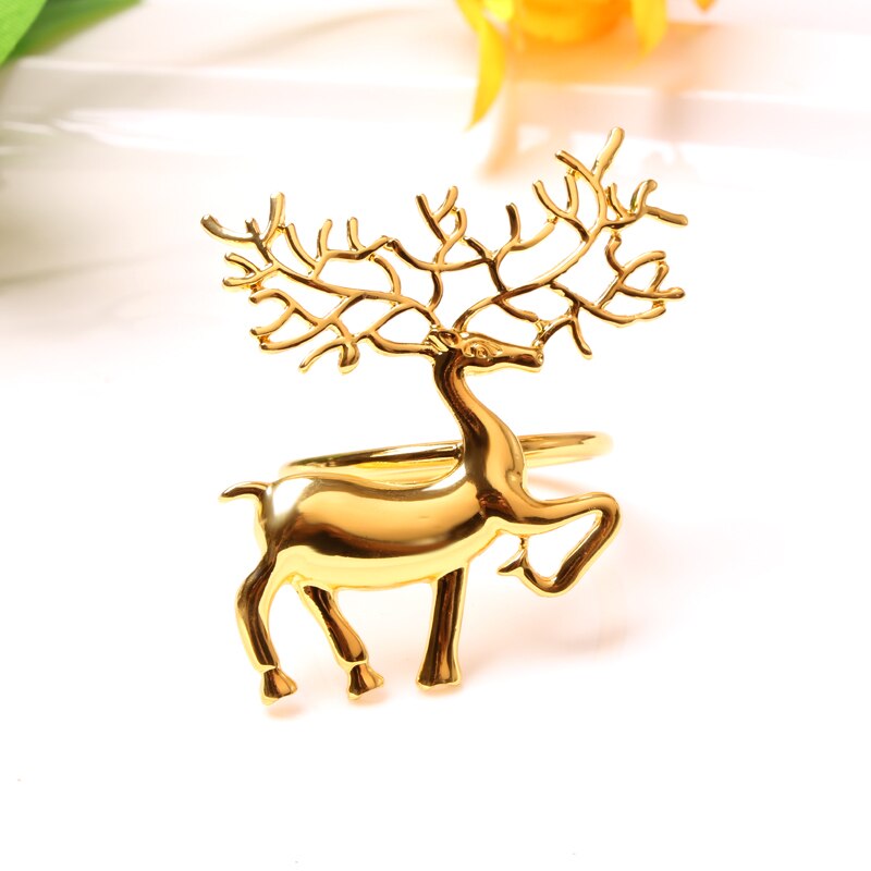 1/6Pcs Kerst Servettenhouder Ring Lichtmetalen Leuke Duurzaam Delicate Deer Servetringen Voor Bar Restaurant Christmas Party diner: 1pcs 01