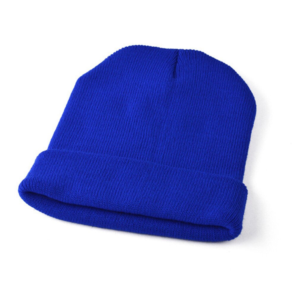 Unisex beanie hatte stilfuld strik hue til vinter dagligt slid varm holde blød stretchy: Blå