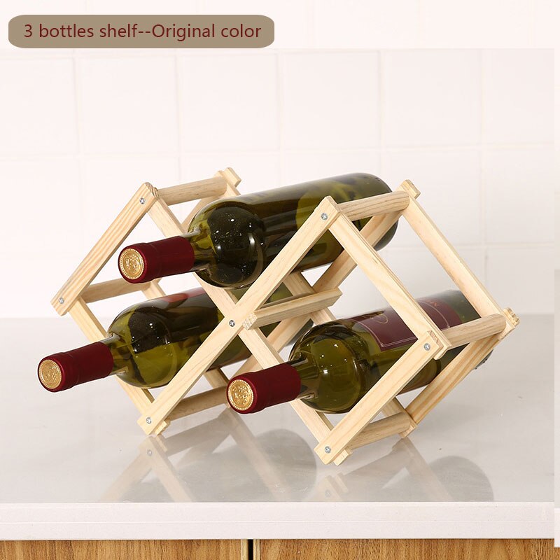 Collapsible Wooden Wine racks bottle cabinet stand Holders wood shelf organizer storage for retro display cabinet: 3 bottles-Original