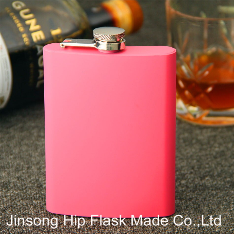 1 PC 227 ML (8 OZ) fabriek prijs zwart rvs heupfles draagbare outdoor 8 OZ rvs heupfles: pink