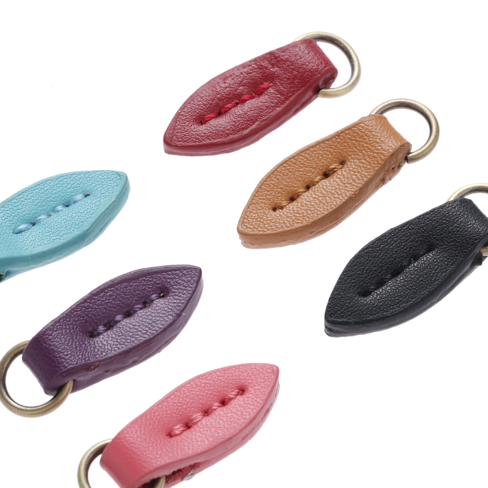 5Pcs 33*11mm Zipper Pullers Tree Leaf Shape Leather Zipper Pull Zipper Puller Replacement for Sewing Crafts Fasteners 11Color