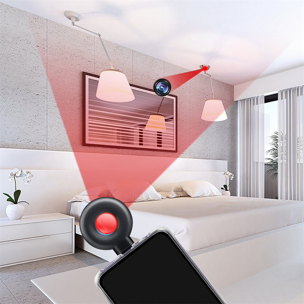 Detector antiespionaje portátil Mini teléfono móvil alarma USB Hotel infrarrojo Anti-vigilancia cámara estenopeica de disparo antiespía
