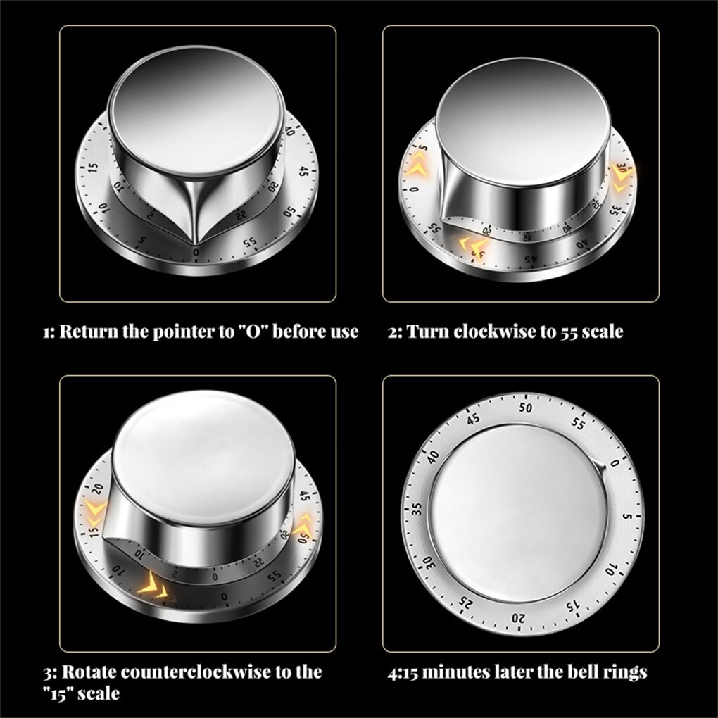 Mechanical Kitchen Timer Portable Small Refrigerator BBQ Countdown Clock Reading Timing Device Office Bakery Accessories