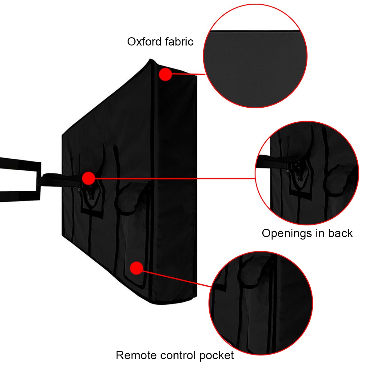 Waterproof Outdoor TV Cover Dustproof Screen Cover 32 To 70 Inch Durable Oxford Black Remote Control Television Case Pocket
