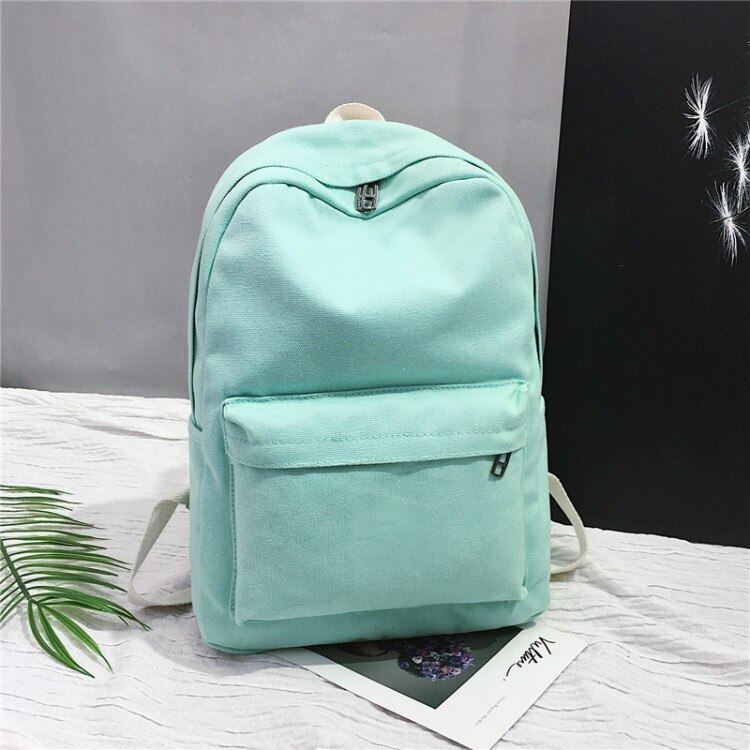 Plecak dla kobiet plecak szkolny dla nastoletnich dziewcząt płótno bez nadruku plecak duży plecak podróżny Mochila: Mint Green
