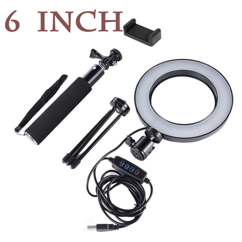 VELEDGE – éclairage Ring Light LED en forme d&#39;anneau réglable, lampe de remplissage pour vidéo de maquillage en direct, alimentation USB, lumière annulaire réglable avec large plage: 6 inch