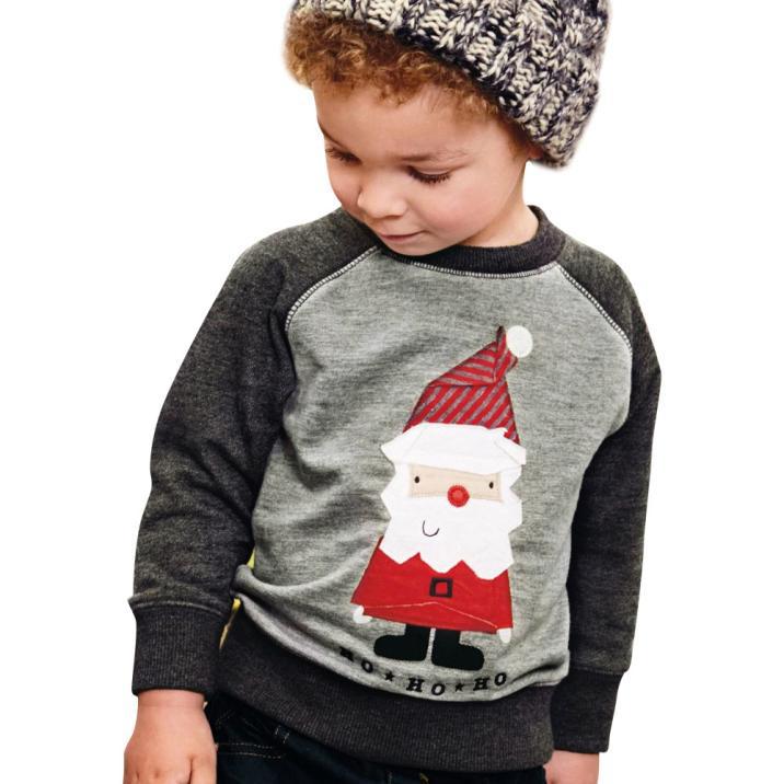 Baby Girl Boy Natale Maniche Lunghe Maglione Camicia Bambini bambini Primavera Autunno Babbo natale Camicie Abbigliamento