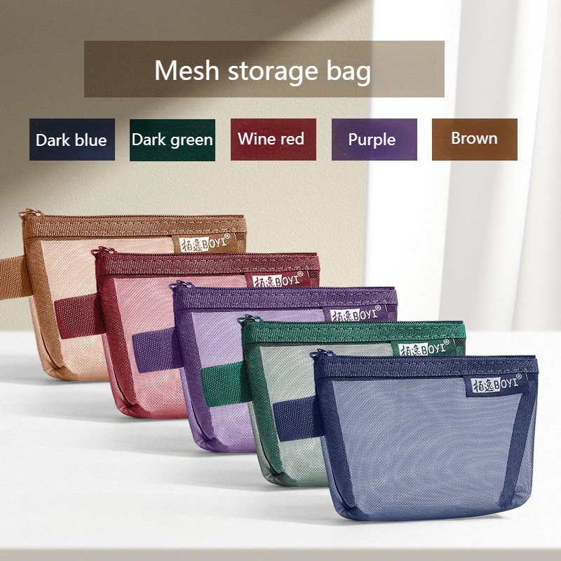 Portable Mini Zipper Quare Mesh Storage Bag,zippered Mesh Cosmetic Bag,small Square Mesh Coin Purse Travel Storage Carry Pouch