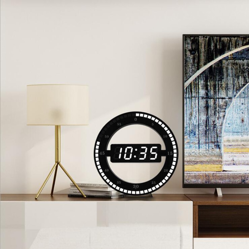 Horloge murale numérique 3D LED, électronique, veilleuse, à luminosité réglable automatiquement, horloge de bureau, prise ue